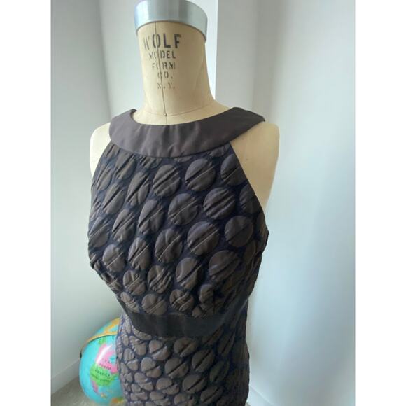 Badgley Mischka Brown Metallic Textured Dress - Size 2 - Picture 9 of 9